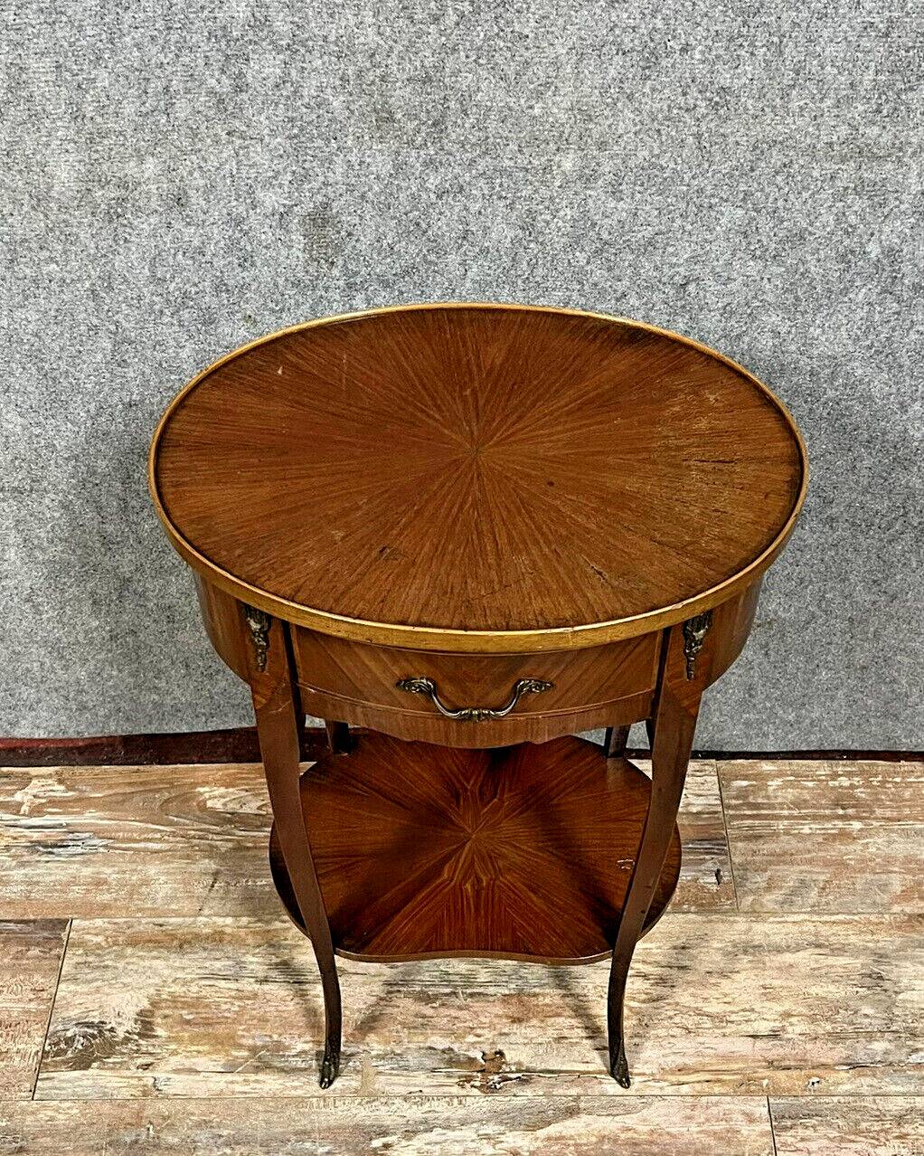 Louis XV style ceremonial marquetry drum table / circa 1920