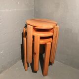 Set de trois tabourets rond en bois