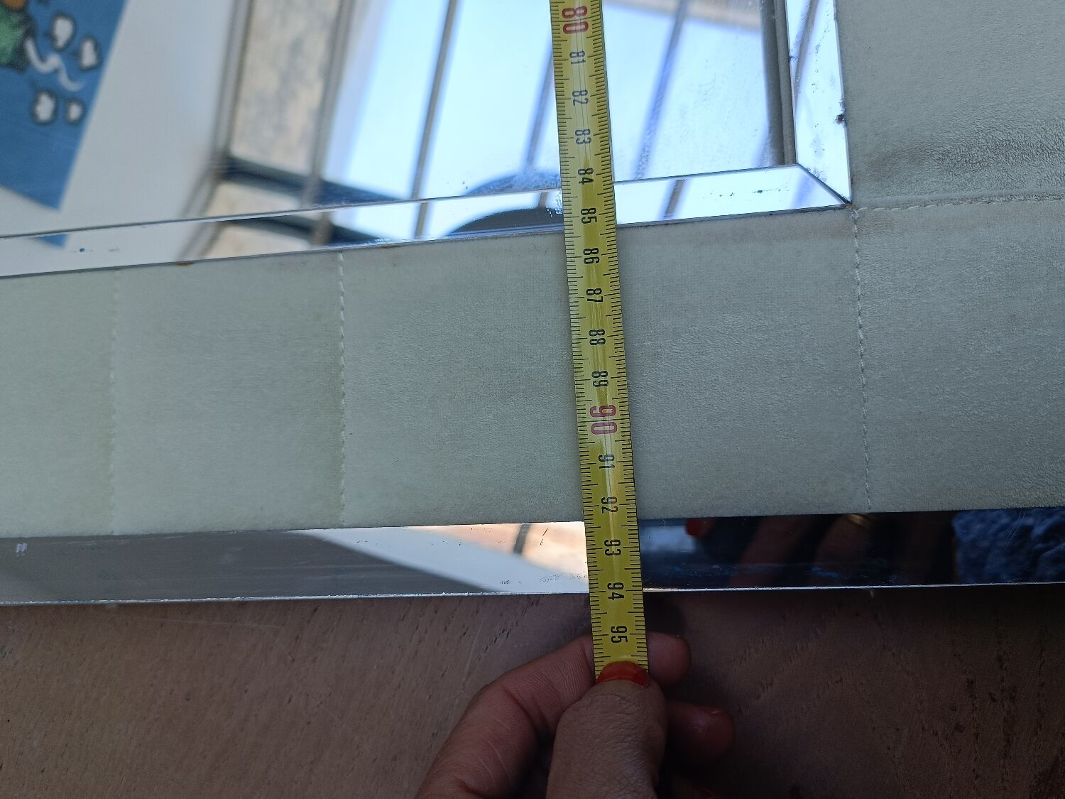 Large vintage tufted velvet mirror