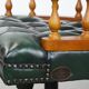 Chaise de bureau Chesterfield verte en cuir de vachette sur roulettes