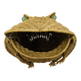 Frog magazine rack in wicker by Olivier Cajan 1970