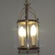 French vintage silver finished brass cylindrical glass 2 light hall lantern 3929