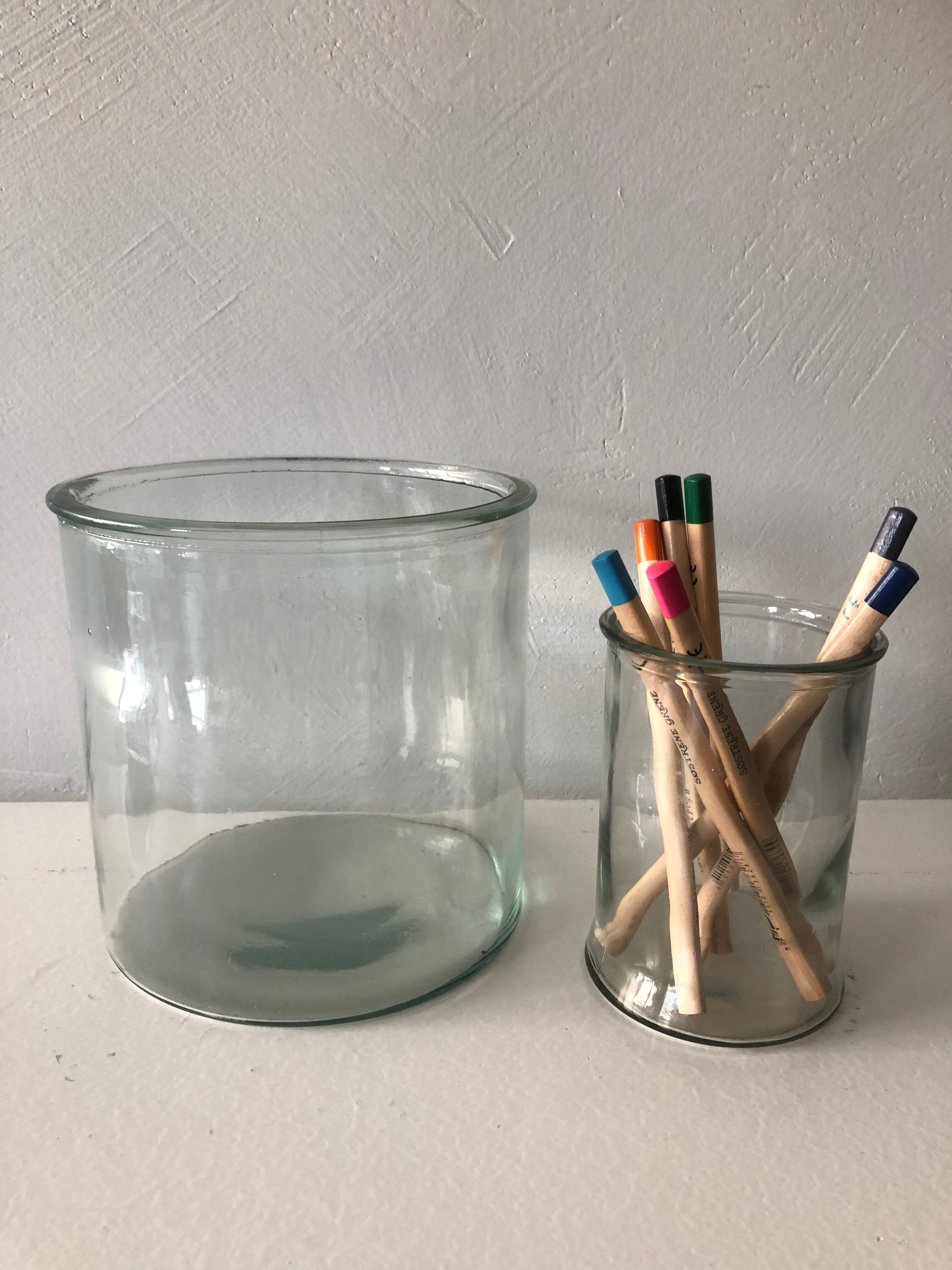 Duo of glass jars old vintage