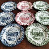 8 Johnson Bros "Coaching Scenes" English dessert plates
