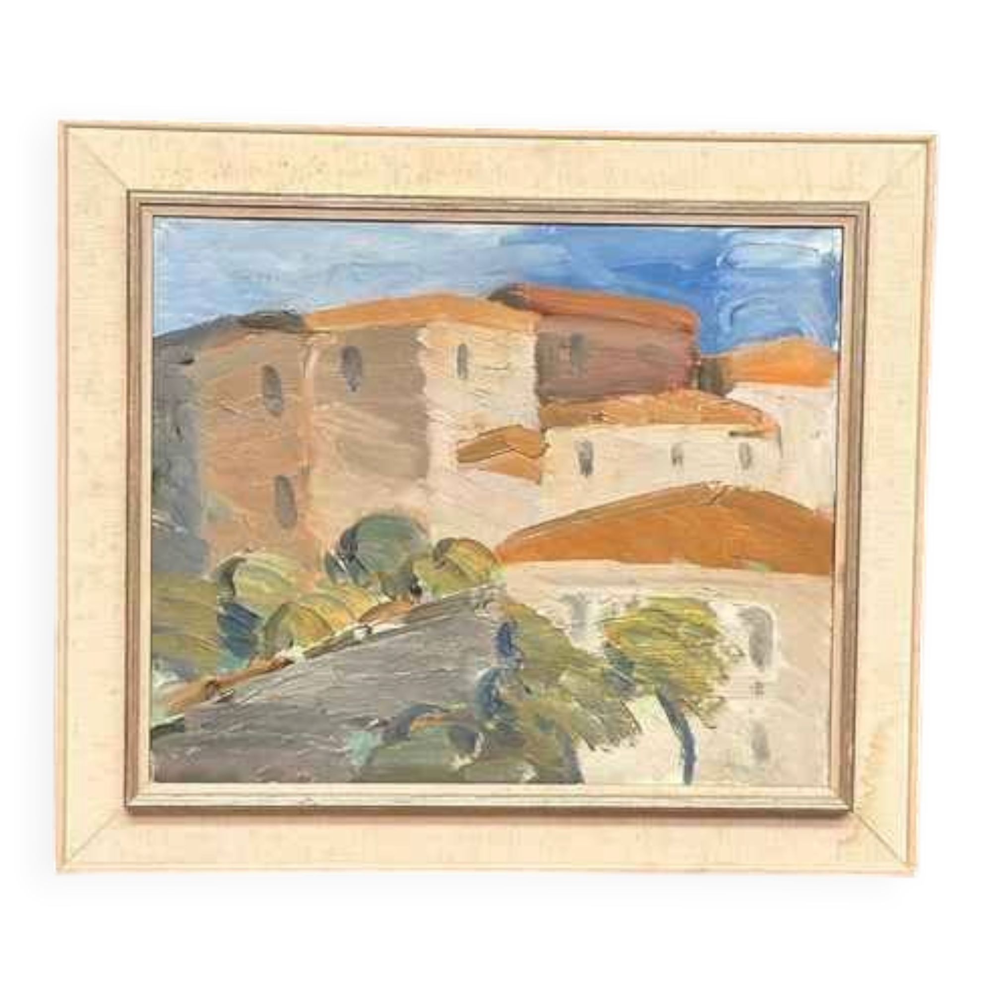 Original Swedish Oil On Canvas – “Cityscape” By Sven‑Erik Markhed