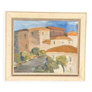 Original Swedish Oil On Canvas – “Cityscape” By Sven‑Erik Markhed