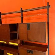 Mid-Century Modern Modular Bookcase, Wood & Metal, Italy, 1960s