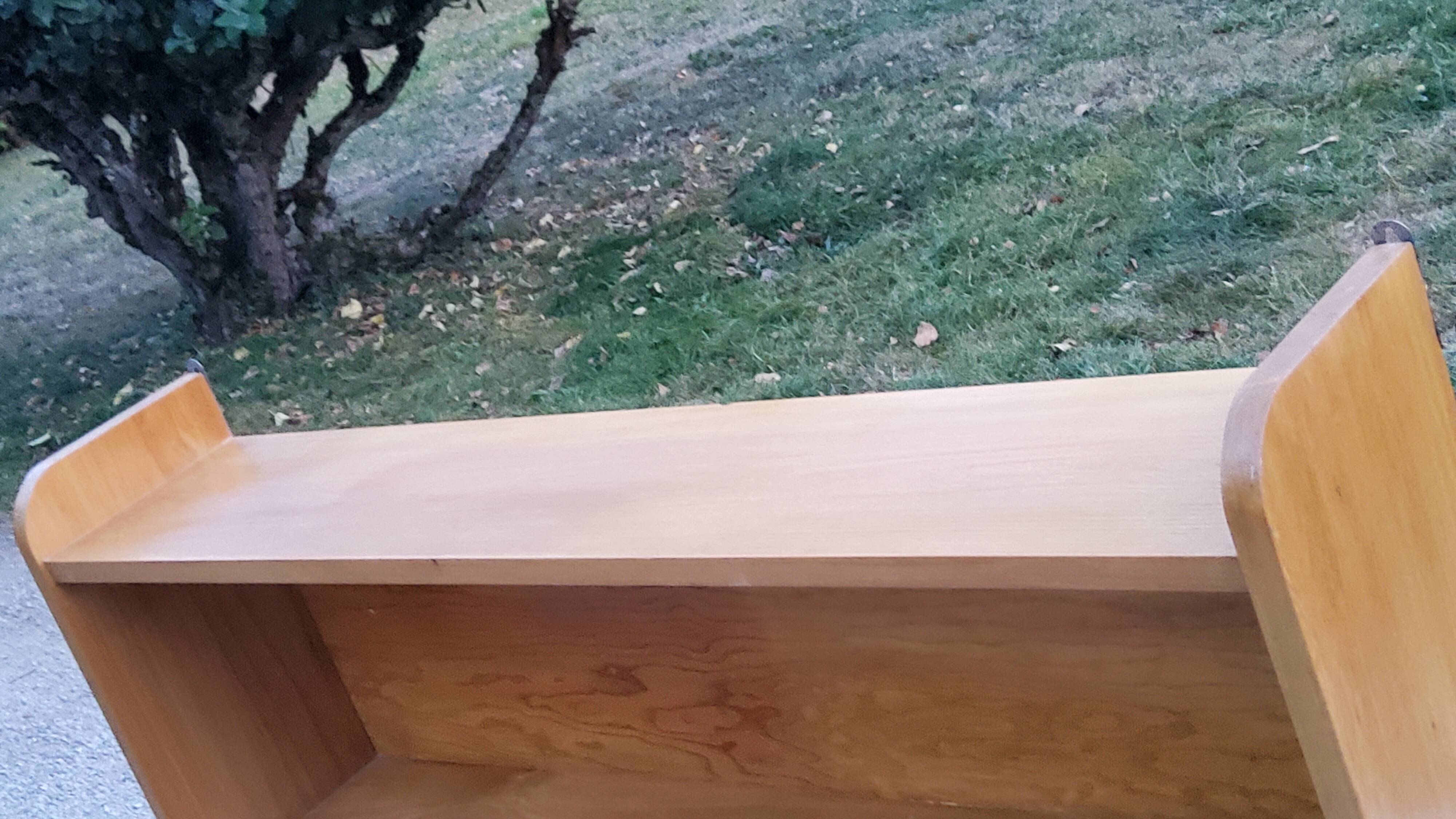 Double wall shelf in solid blond oak from the 1950s