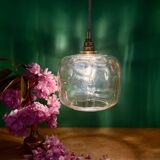 Suspension globe vintage en verre ambré