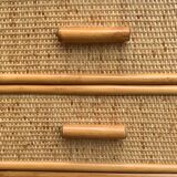 Vintage rattan and woven wicker chest of drawers 1970