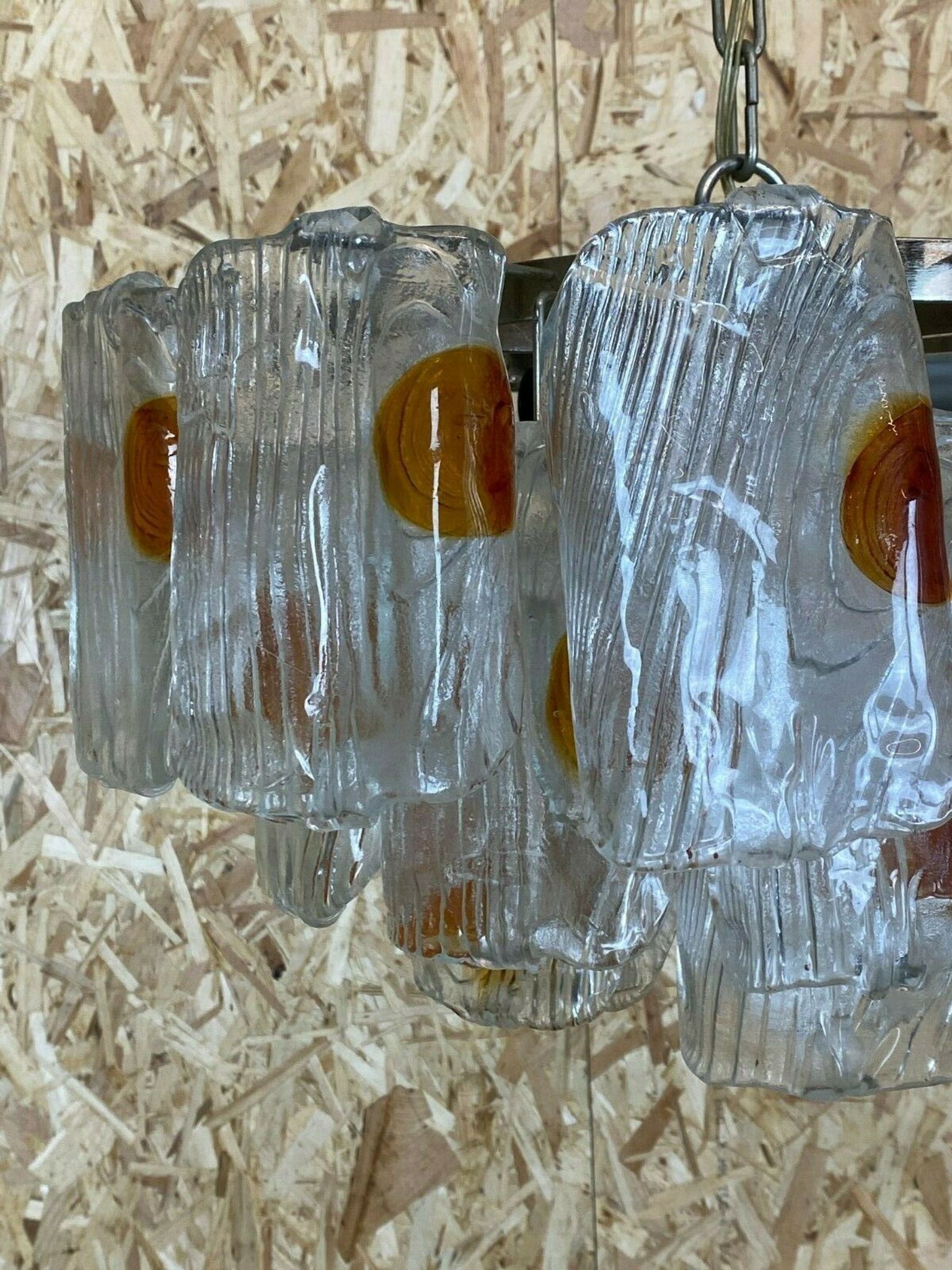 XL 60s 70s Murano Glass Chrome Chandelier Chandelier Glass Space Age 60s v