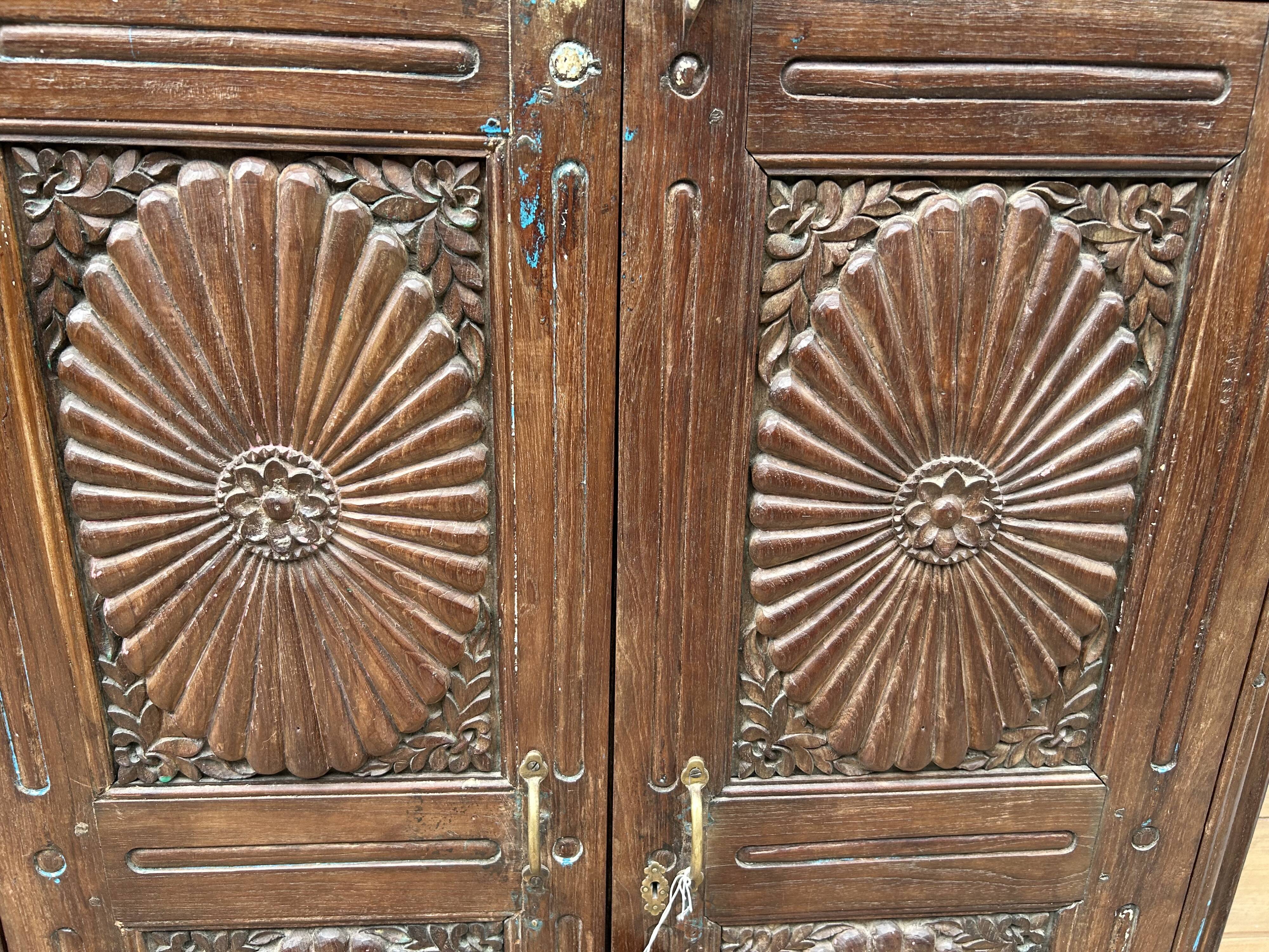 Bikaner wardrobe - Rajasthan, carved from Burmese teak.