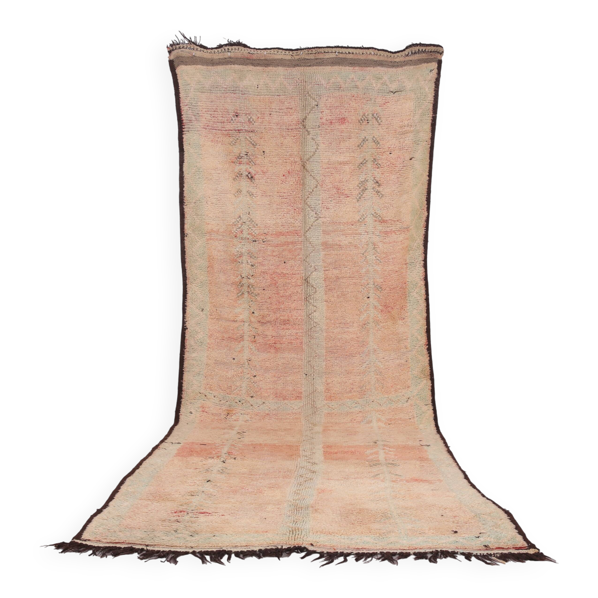 Tapis marocain berbère vintage en laine orange fait main
