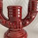 2 fifties red ceramic candle holders, horseshoe pattern