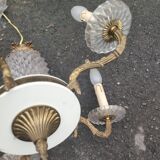 Lustre suspension ananas verre laiton 5 de style hollywood regency