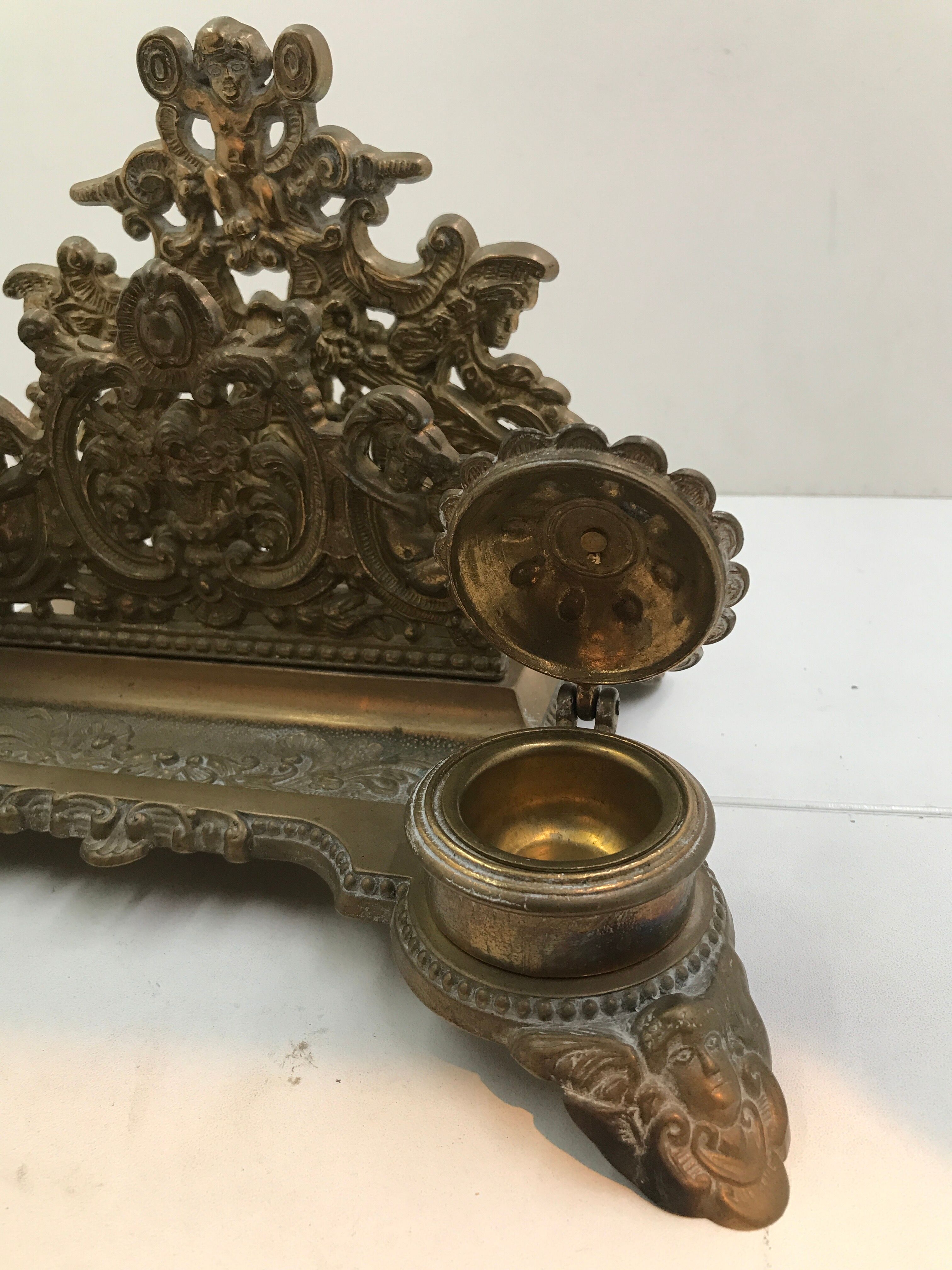 Brass inkwell