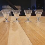 4 antique engraved glass glasses