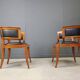 Set of 2 Cherry wood armchairs by Leon Krier Model Sella Media by Giorgetti