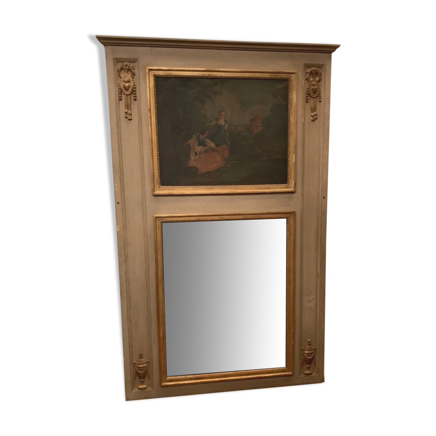 Louis XVI style Trumeau in patinated and gilded wood