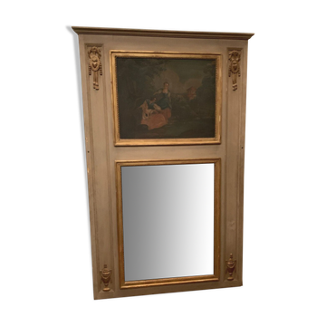 Louis XVI style Trumeau in patinated and gilded wood