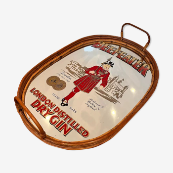 Beefeater vintage oval advertising rattan mirror tray
