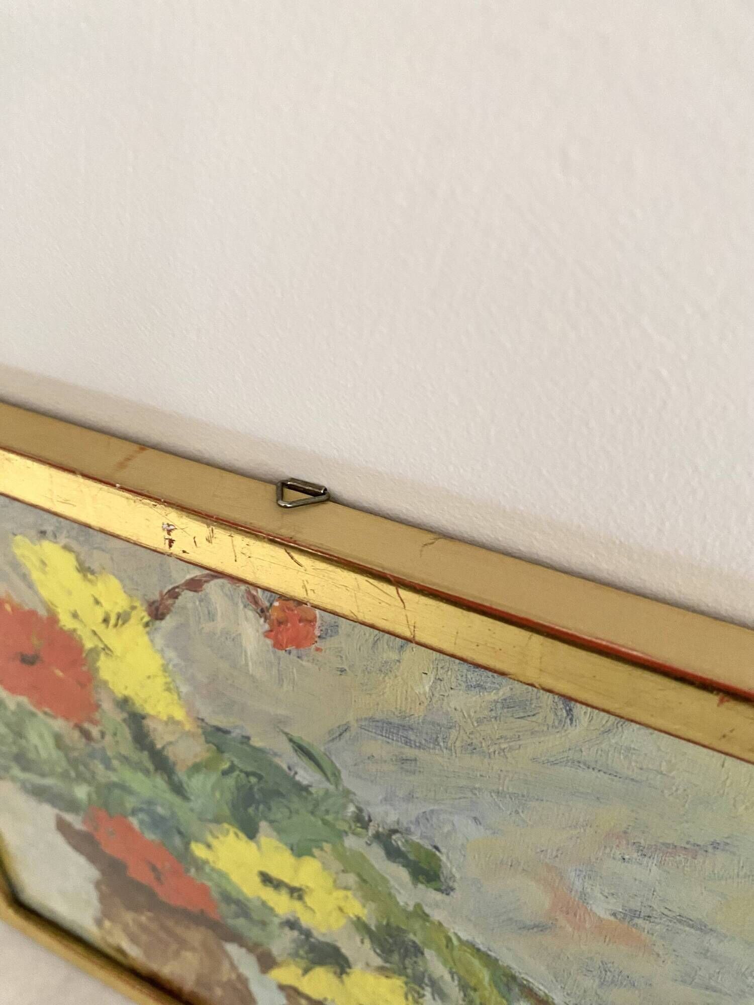 Oil on canvas from the 70s framed under glass.