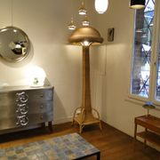 Vintage lamppost in rattan shape mushroom France 1950
