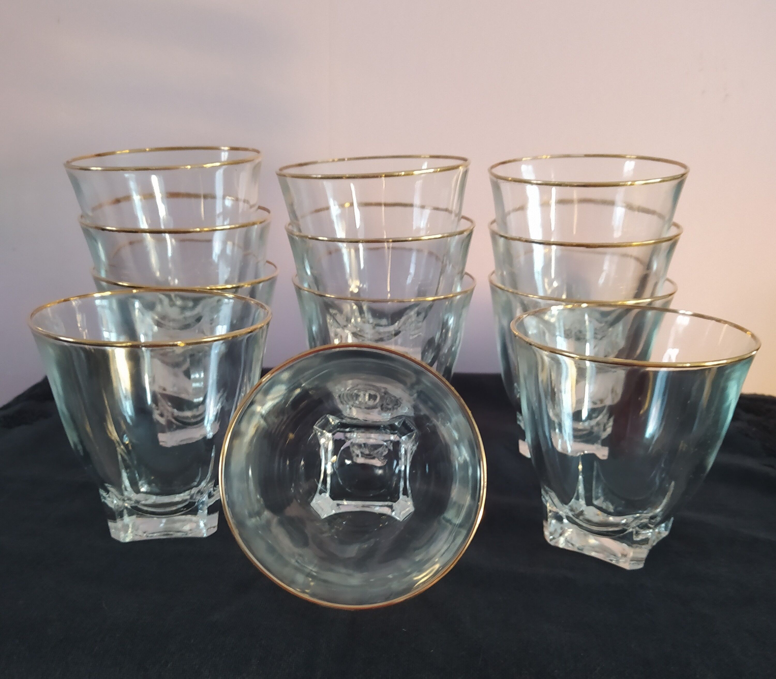 Series of 12 vintage wine glasses