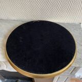 Round mirror with golden wood frame