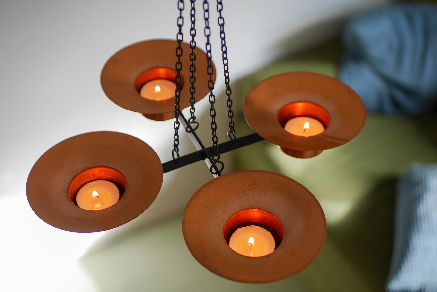 Metal and copper candleholder pendant by Carl Thore, 1975