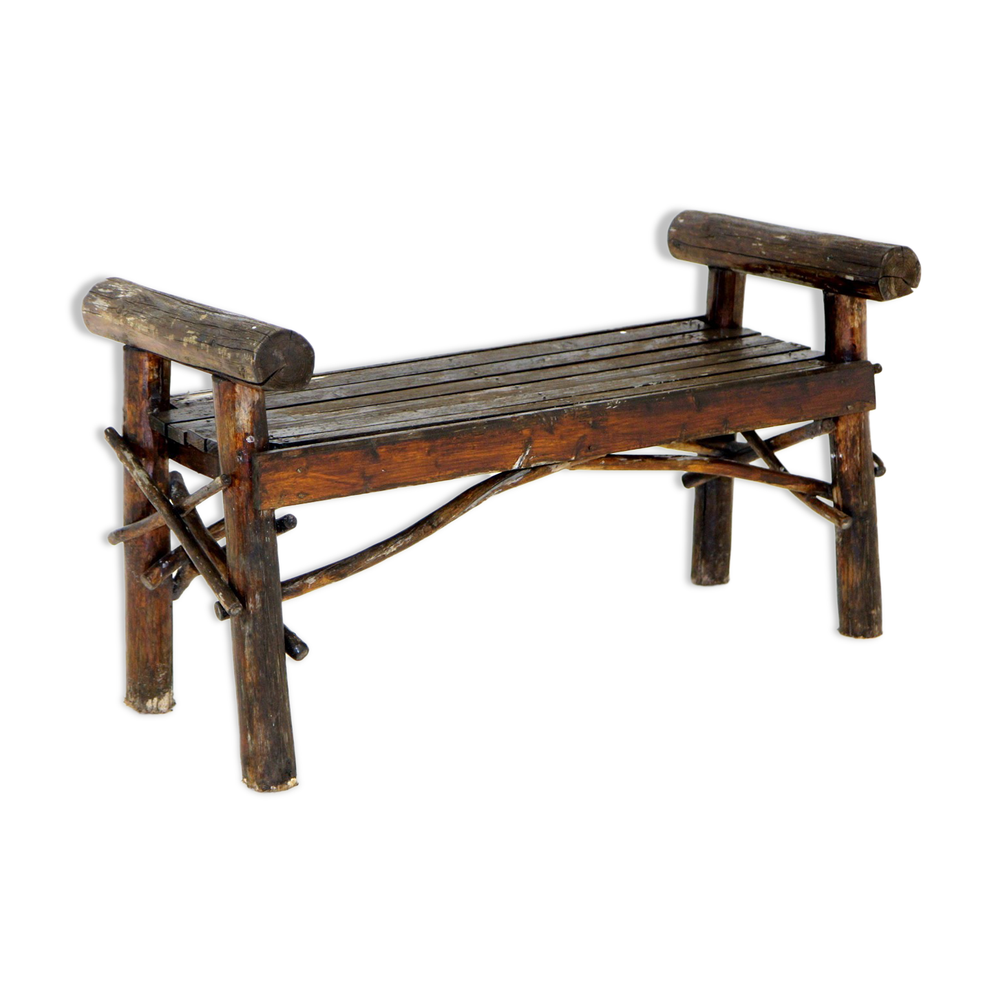 Brutalist wooden bench, sweden, 1970