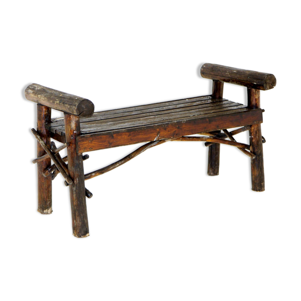 Banc brutaliste en bois, suède, 1970