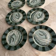 6 Cactus porcelain dessert plates by Hilton McConnico for Daum