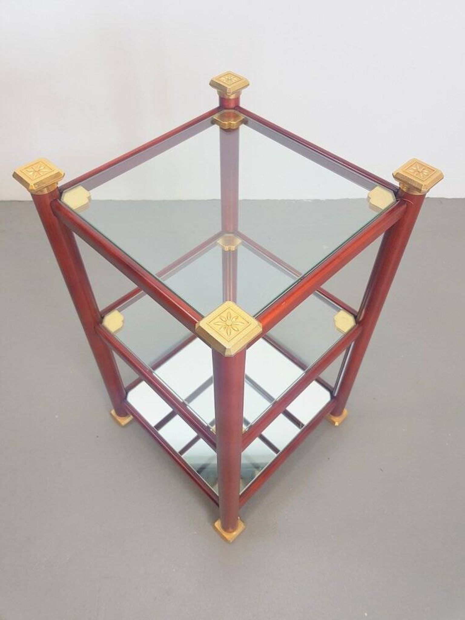 Regency Side Table in Brass and Mirror Glass, 1970s