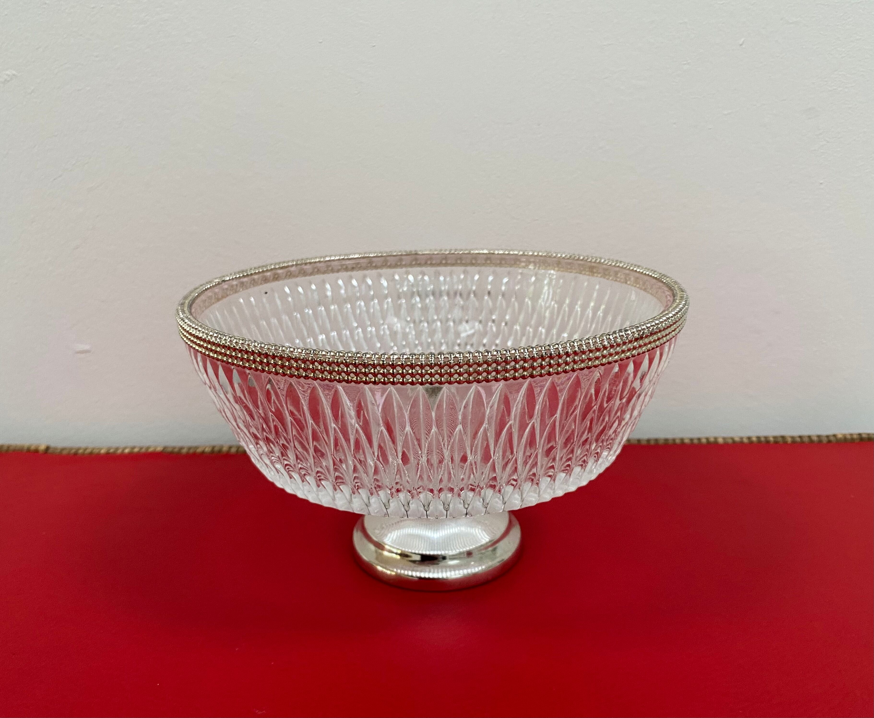 Art Deco glass cup with silver metal foot