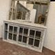 Store counter with sliding door patinated wood XX century