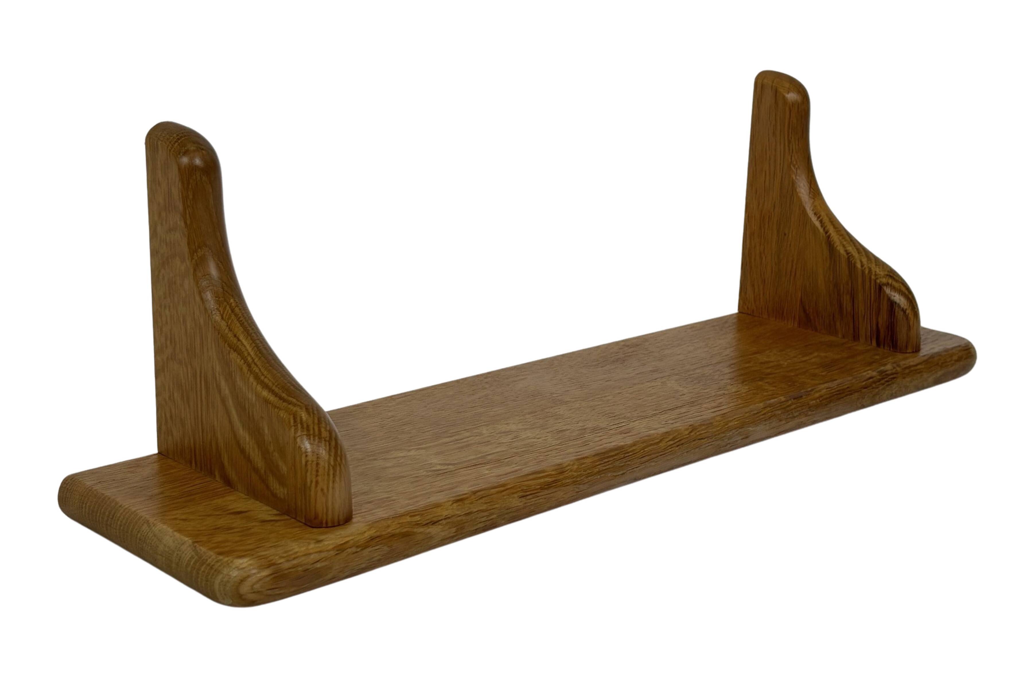 Vintage oak wall rack book shelf 1970s wood minimalist design