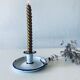 Antique candle holder in white and blue enamelled metal