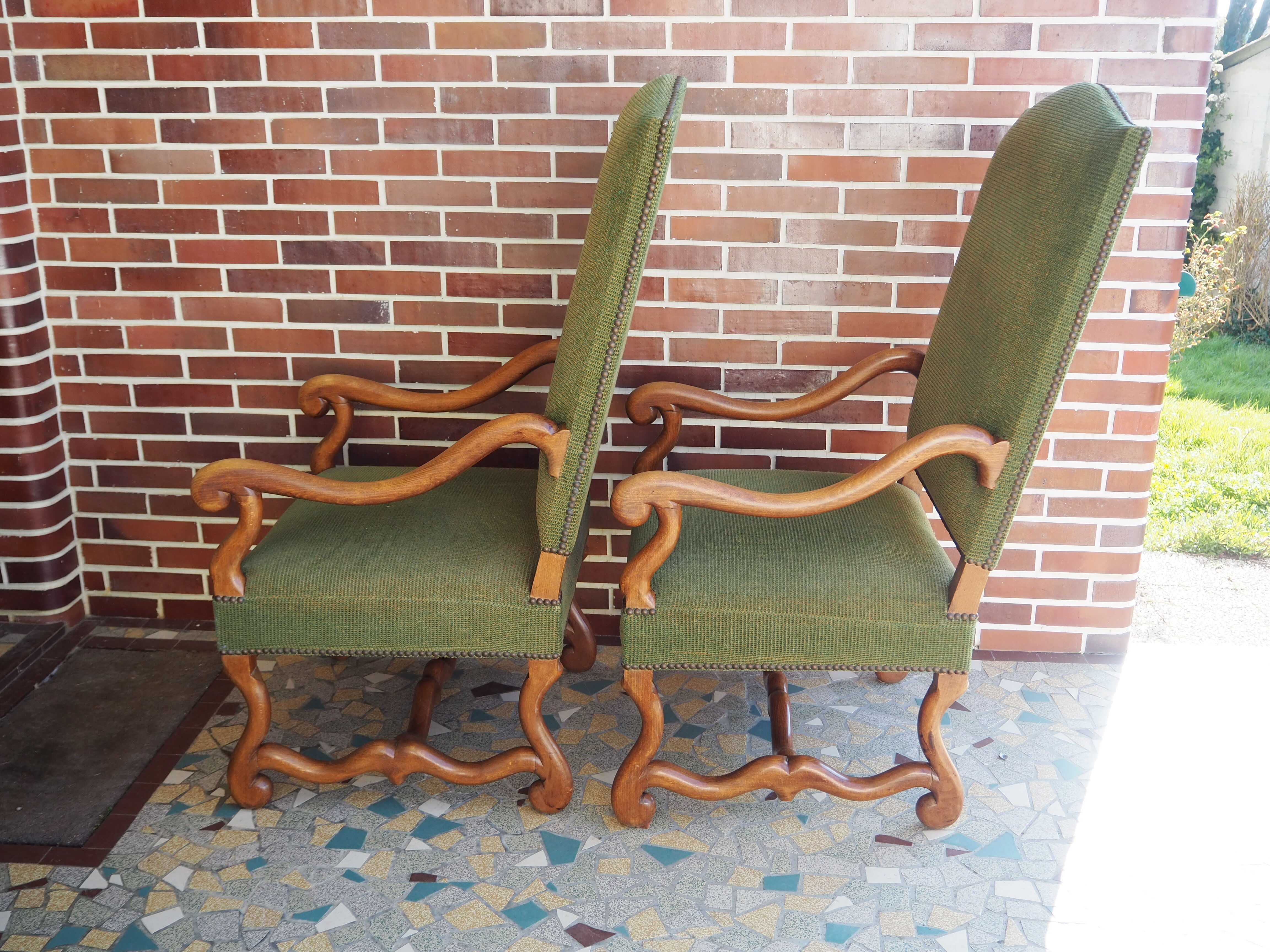 A pair of Louis XIII-style sheep bones armchairs
