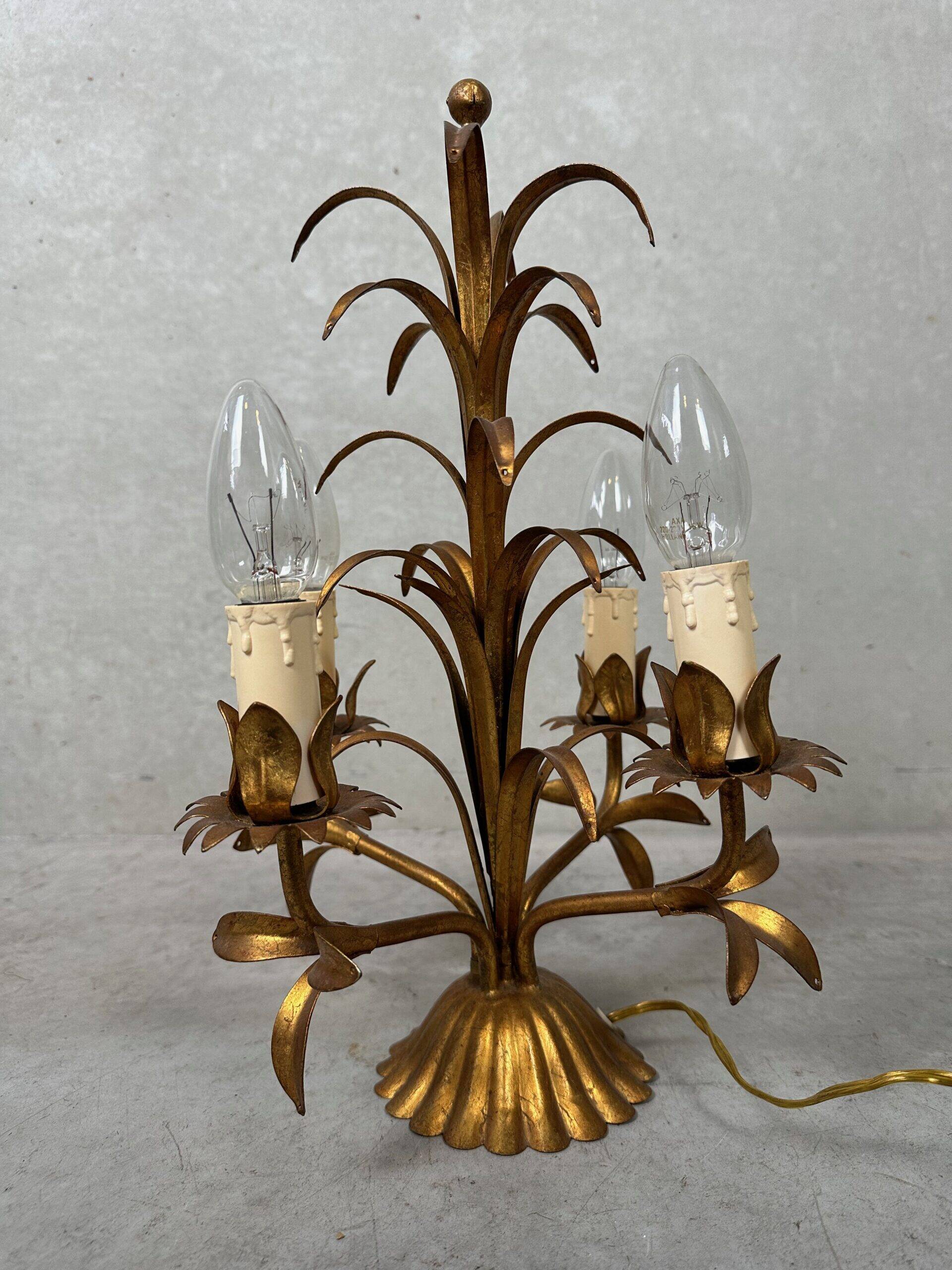 Vintage palm table lamp – Hollywood Regency