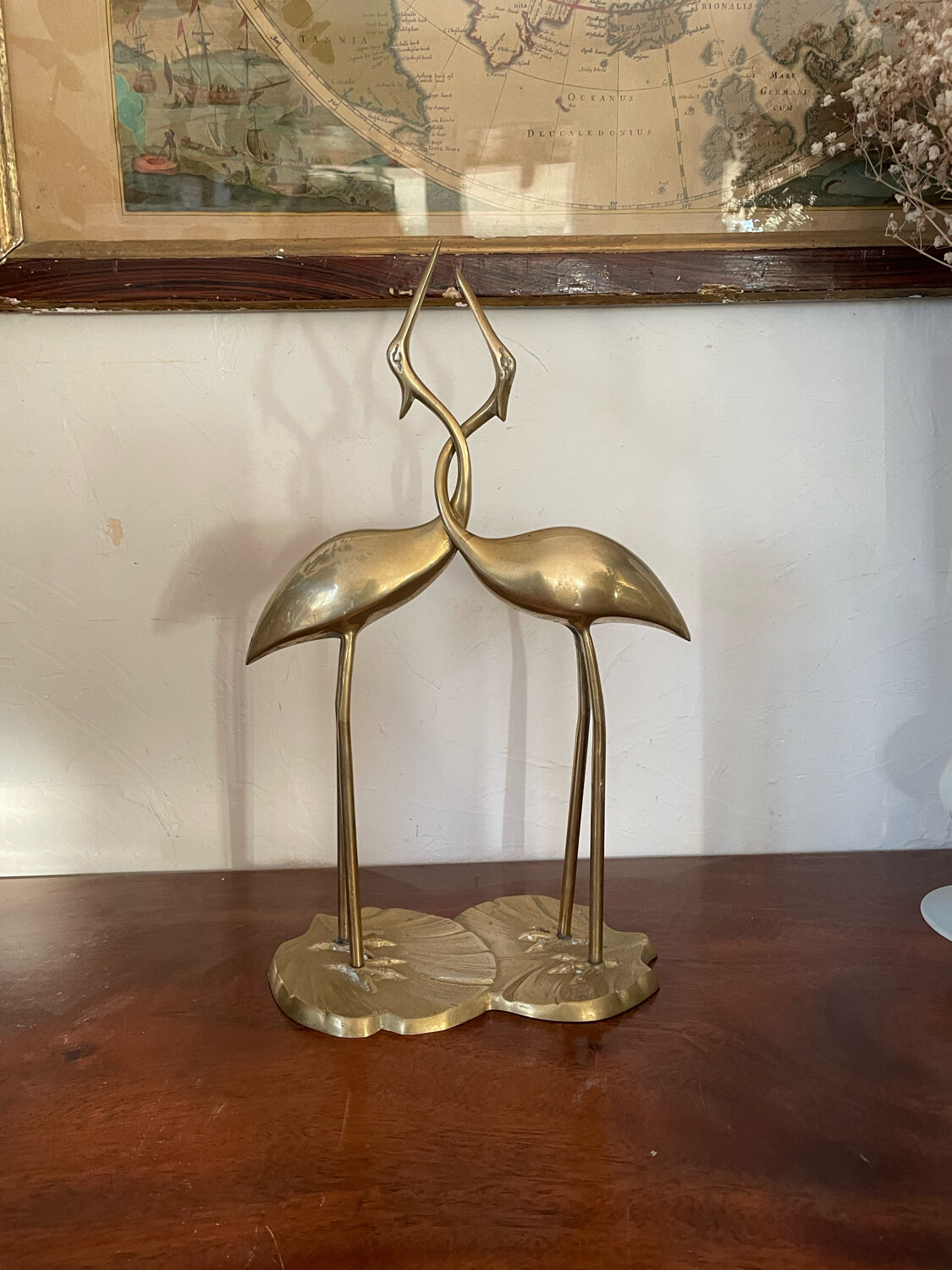 Pair brass birds 31 cm