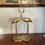 Pair brass birds 31 cm