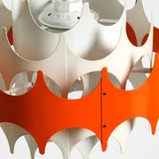 Beautiful small original 1960s Space Age metal pendant lamp by Doria