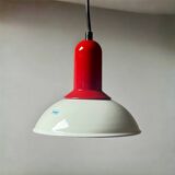 1980s Vintage Hanging Lamp by Imago Italy - Red and White Ceramic- New Old Stock.