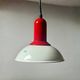 1980s Vintage Hanging Lamp by Imago Italy - Red and White Ceramic- New Old Stock.