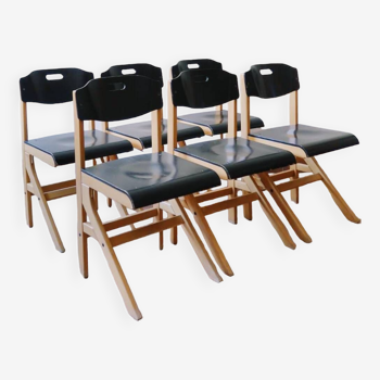 6 chaises modernistes bicolores