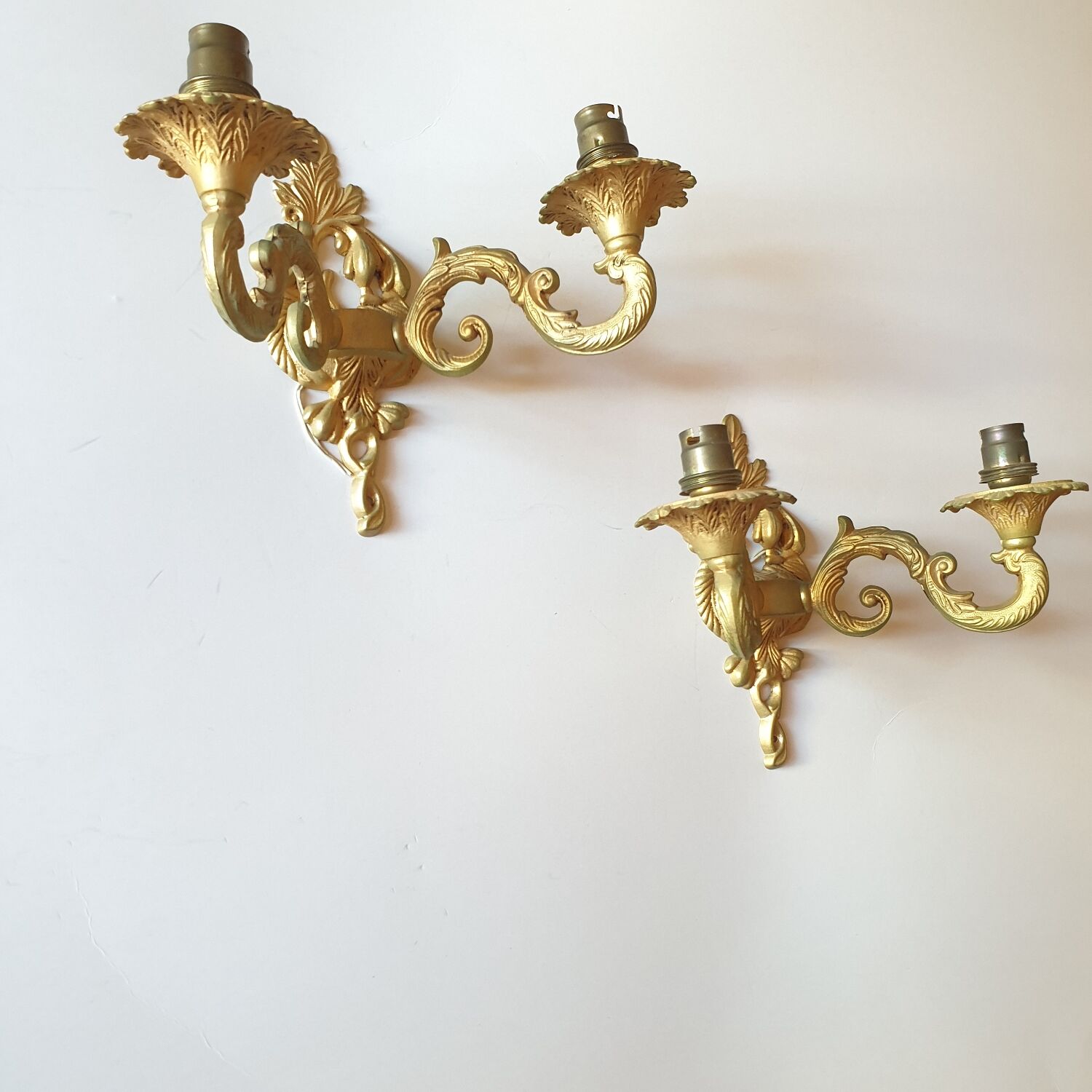 Pair of 20th century gilt bronze wall lights