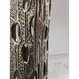 Vase sculpture "Brutalist" in metal with glass vase inside Italy 1970