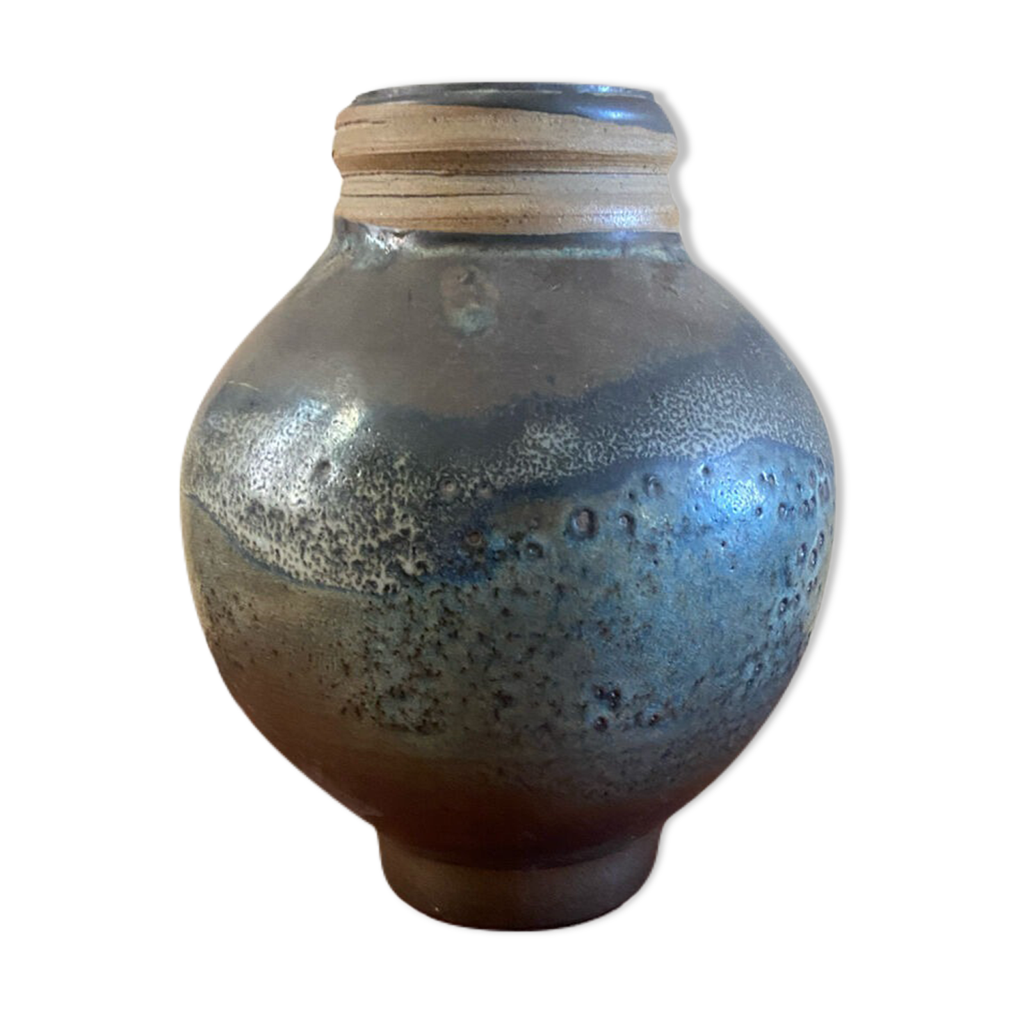 Enamelled stoneware ball vase