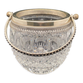 Glass ice bucket and silver metal handle